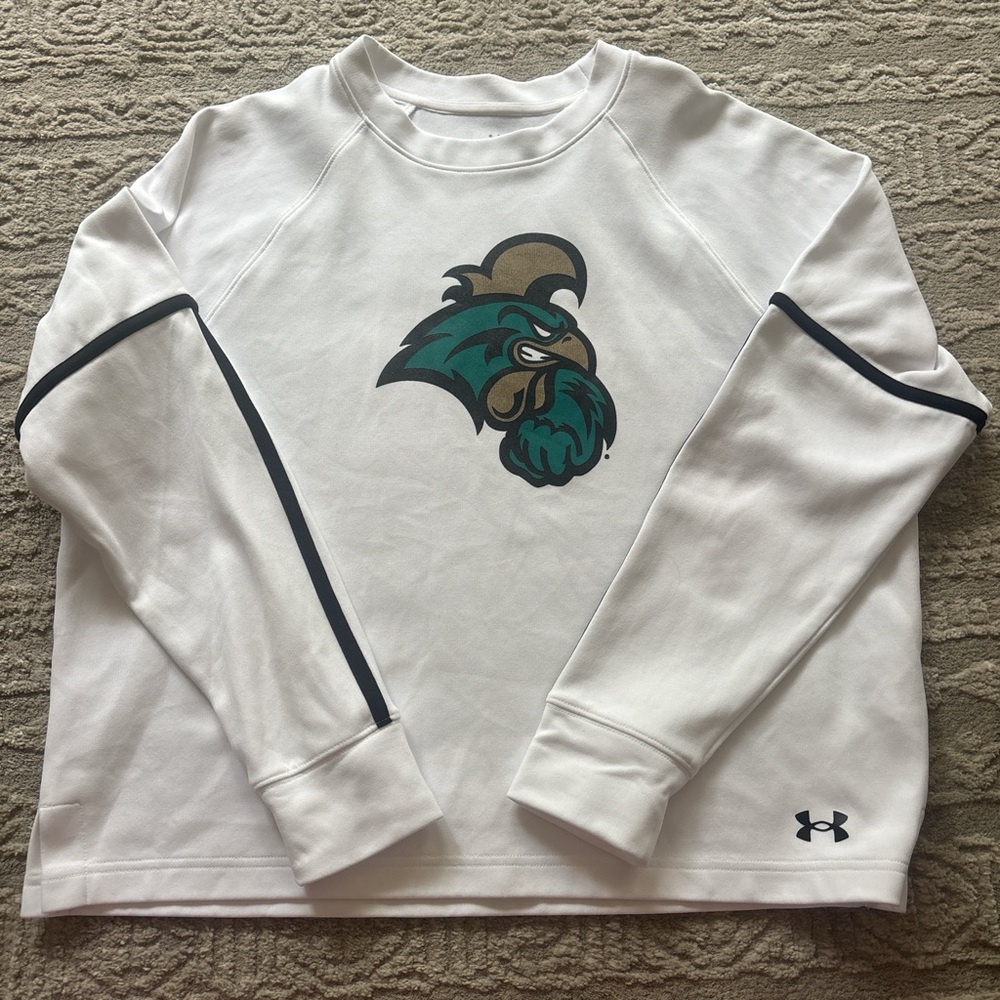 Under Armour White Sweatshirt with Graphic Logo